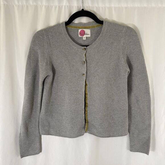 Mini Boden Cardigan Girl 11 12Y Grey Knit Button Front Long Sleeve Cashmere Cott - Picture 1 of 7